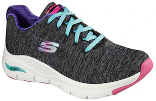 Lookbook Skechers Arch Fit Pillow Walker 防滑減震 低幫 跑步鞋 女款 黑灰色