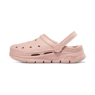 (W) Skechers Arch Fit Slip-On 'Pink Fleece Lined Clog'