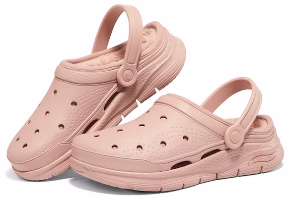 Skechers Arch Fit 一腳蹬 包頭平跟洞洞運動拖鞋 女款 粉色 加絨 Lookbook Skechers Arch Fit 一腳蹬 包頭平跟洞洞運動拖鞋 女款 粉色 加絨