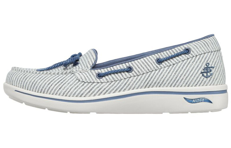 (Women) Skechers Arch Fit Uplift 'White Grey Blue' 136601-BLW