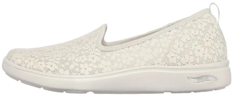 (Women) Skechers Arch Fit Uplift White 'Simplified Comfort Slip-On' 136561-NAT (Women) Skechers Arch Fit Uplift White 'Simplified Comfort Slip-On' 136561-NAT