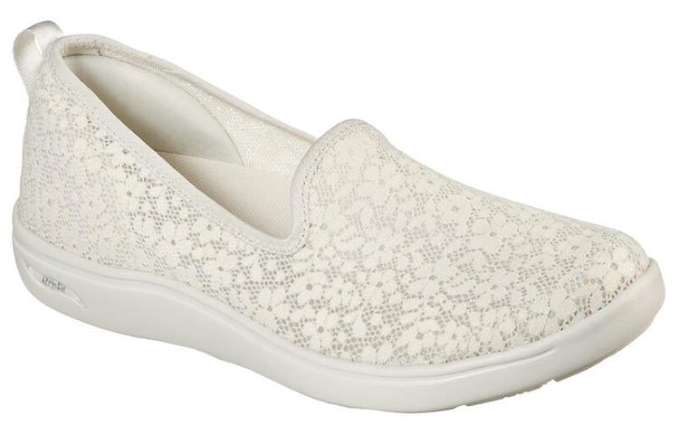 Lookbook (Women) Skechers Arch Fit Uplift White 'Simplified Comfort Slip-On' 136561-NAT