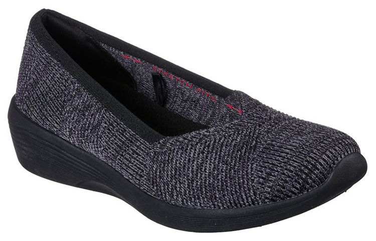 Lookbook (Women) Skechers Arya Low Slip-On 'Black' 'Good Morning' 158512-BLK