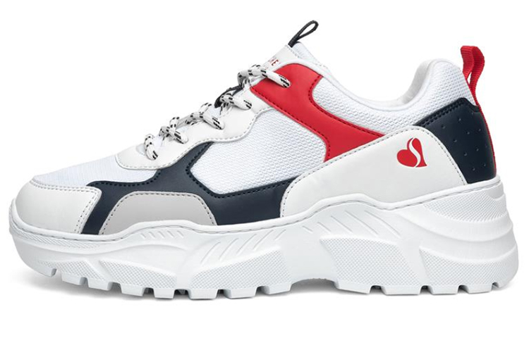 (Women) Skechers B-Rad Running Shoes White/Red 155056-WNVR