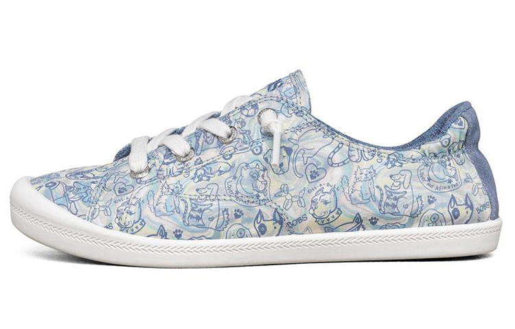 (Women) Skechers Beach Bingo Low-Top Canvas Shoe Blue/White 113581-MLT