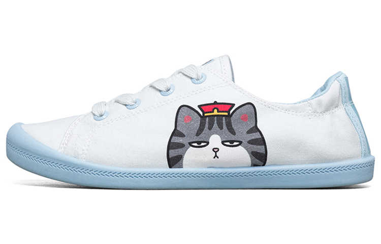 (Women) Skechers Beach Bingo My Emperor Sleeps All Night Low-Top Canvas Shoes White/Blue 66666273-WLB