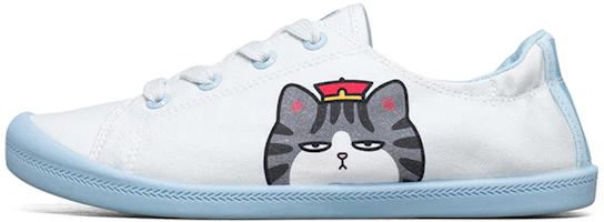 (Women) Skechers Beach Bingo My Emperor Sleeps All Night Low-Top Canvas Shoes White/Blue 66666273-WLB (Women) Skechers Beach Bingo My Emperor Sleeps All Night Low-Top Canvas Shoes White/Blue 66666273-WLB