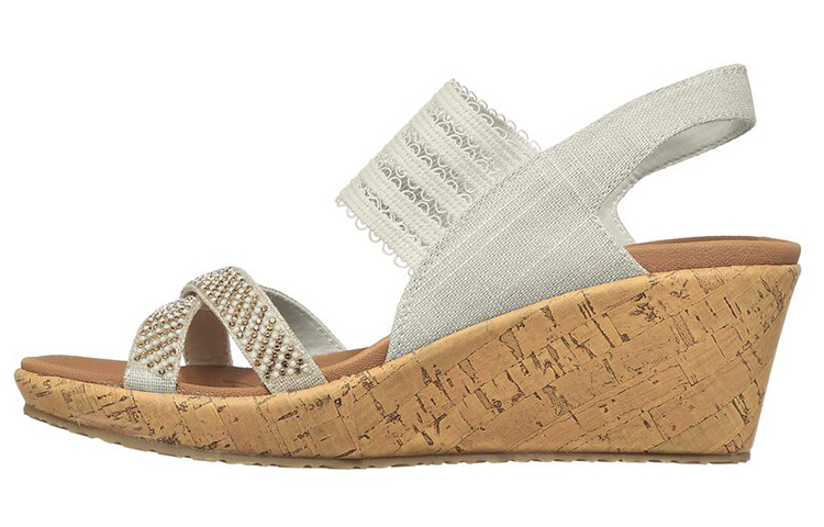 (Women) Skechers Beverlee-Fancy Sips 'White Wedge Sandal' 119200-NAT