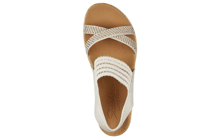 Shop (Women) Skechers Beverlee-Fancy Sips 'White Wedge Sandal' 119200-NAT