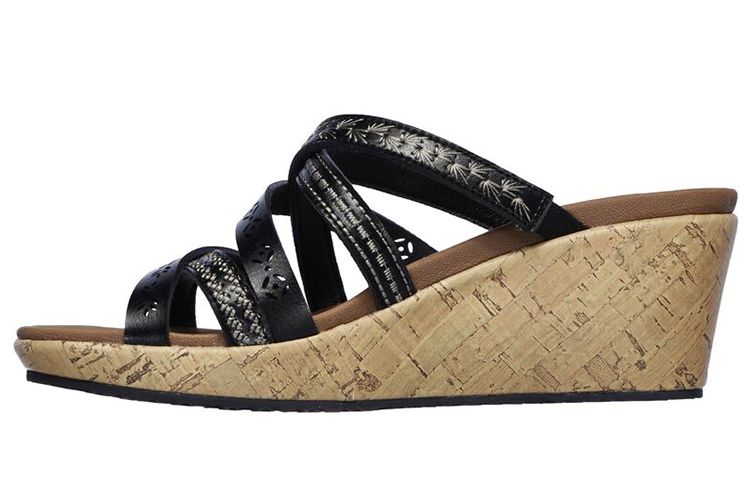 (Women) Skechers Beverlee-Tiger Posse Sandal 'Black Wedge' 31714-BLK