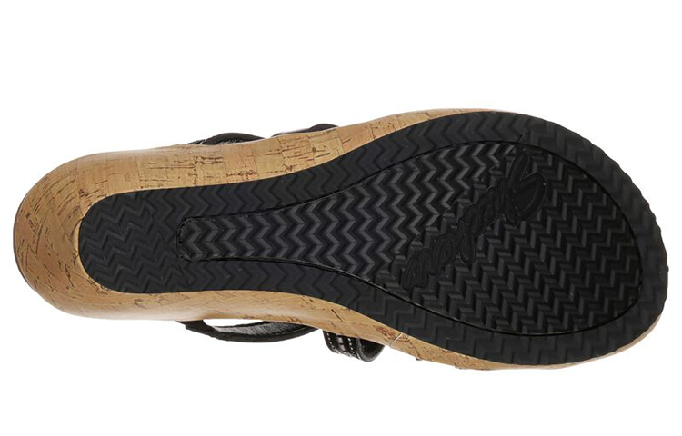 Shop (Women) Skechers Beverlee-Tiger Posse Sandal 'Black Wedge' 31714-BLK