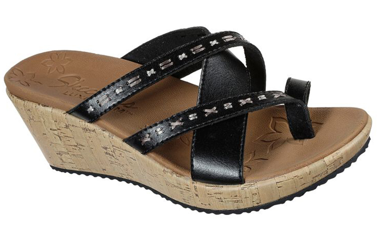 Lookbook (Women) Skechers Beverlee 'Black Brown Wedge' 119085-BLK