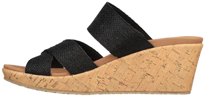 (Women) Skechers Beverlee 'Black Brown Wedge Fashion Slide' 119326-BLK (Women) Skechers Beverlee 'Black Brown Wedge Fashion Slide' 119326-BLK