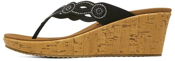 (Women) Skechers Beverlee 'Black Casual Wedge Slide' 119257-BLK (Women) Skechers Beverlee 'Black Casual Wedge Slide' 119257-BLK