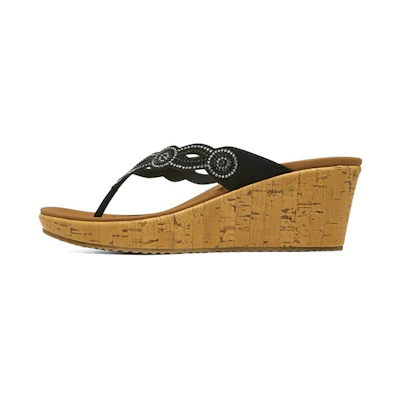 (W) Skechers Beverlee 'Black Casual Wedge Slide'