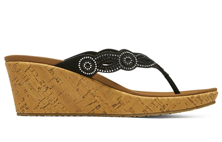 Order (Women) Skechers Beverlee 'Black Casual Wedge Slide' 119257-BLK