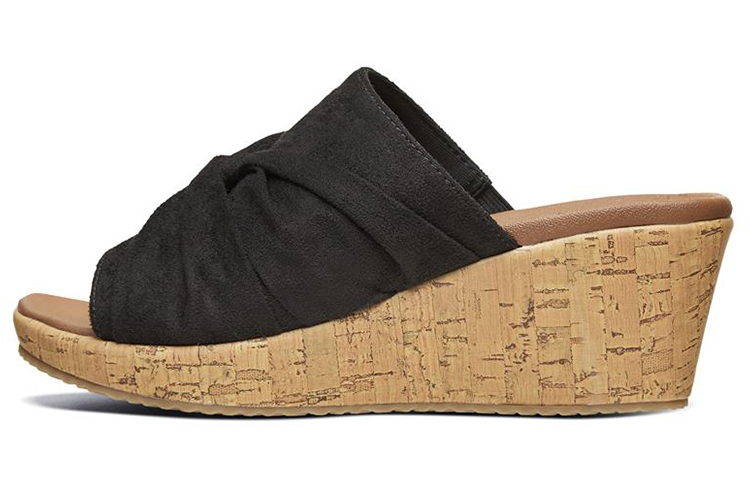 (Women) Skechers Beverlee 'Black Wedge Slide' 32958-BLK