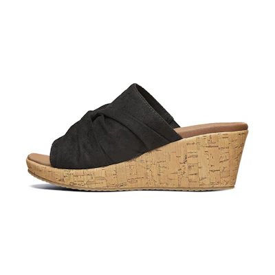 (W) Skechers Beverlee 'Black Wedge Slide'