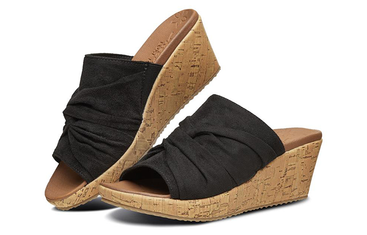 Lookbook (Women) Skechers Beverlee 'Black Wedge Slide' 32958-BLK