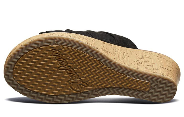 Shop (Women) Skechers Beverlee 'Black Wedge Slide' 32958-BLK