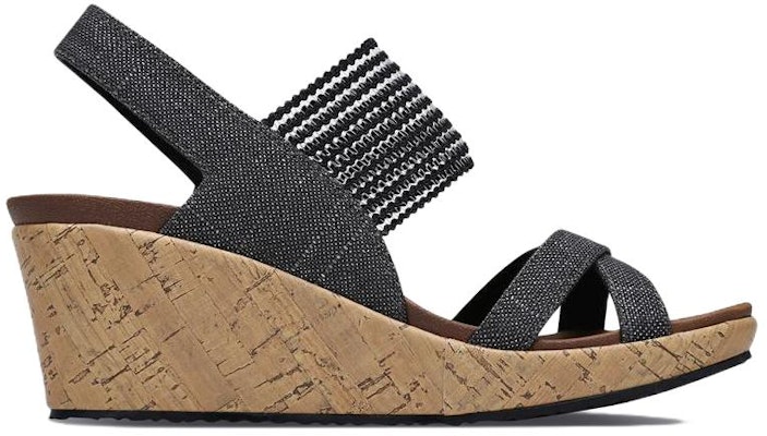 (Women) Skechers Beverlee Wedge Sandal 'Black Fashion' 31723-BLK Order (Women) Skechers Beverlee Wedge Sandal 'Black Fashion' 31723-BLK