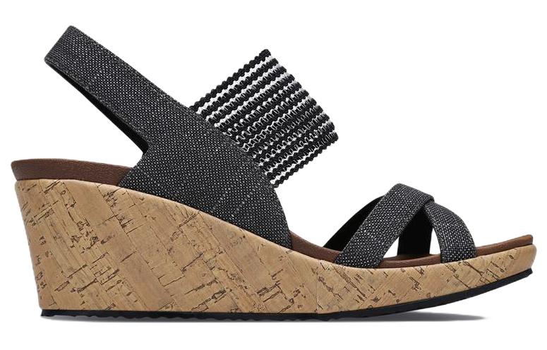 Order (Women) Skechers Beverlee Wedge Sandal 'Black Fashion' 31723-BLK