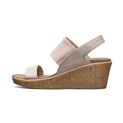 (W) Skechers Beverlee Wedge Sandal 'Nude Pink'