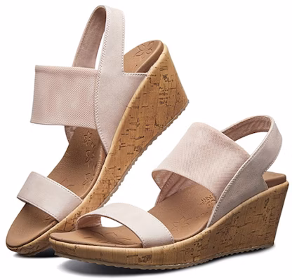 (Women) Skechers Beverlee Wedge Sandal 'Nude Pink' 31718-BLSH Lookbook (Women) Skechers Beverlee Wedge Sandal 'Nude Pink' 31718-BLSH