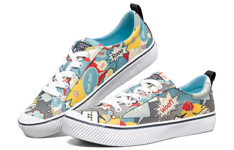 Shop Skechers Bob's 卡通拼接帆布鞋 女款 黑彩