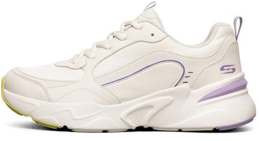 (Women) Skechers Bob's Bamina Low-Top Sneakers White/Purple 117040-WPR (Women) Skechers Bob's Bamina Low-Top Sneakers White/Purple 117040-WPR