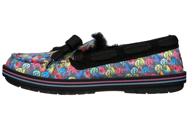 (W) Skechers Bobs 'Black Pink Fur-Lined'