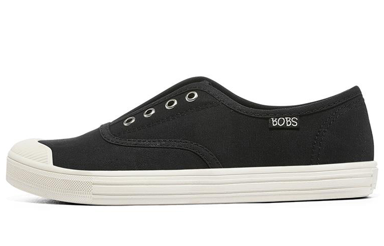 (Women) Skechers Bobs B Cool Low-Top Slip-On Shoes Black/White 113826-BLK
