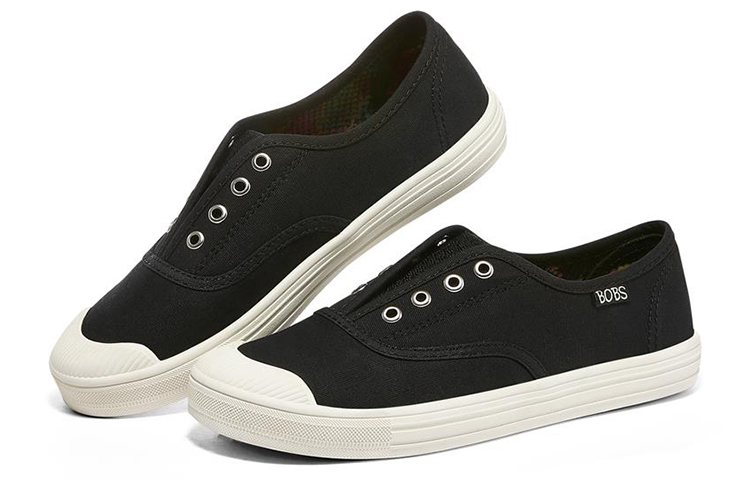 Lookbook (W) Skechers Bobs B Cool Chaussures Basses Slip-On Noir/Blanc 113826-BLK