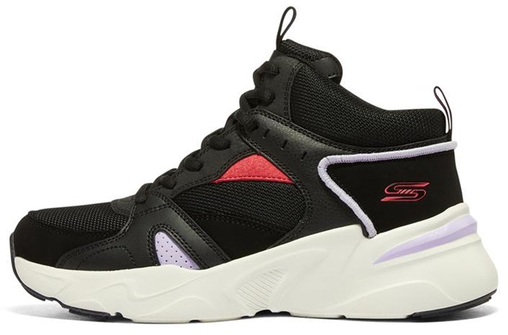 women-skechers-bobs-bamina-comfort-thick-sole-retro-dad-shoe-black-red-117048-bkmt