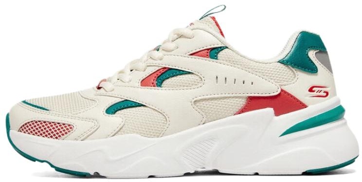 women-skechers-bobs-bamina-shock-absorption-wear-resistant-low-top-dad-shoes-beige-red-green-117360-ntmt