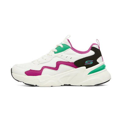 (W) Skechers Bobs Bamina 'White Green Pink'