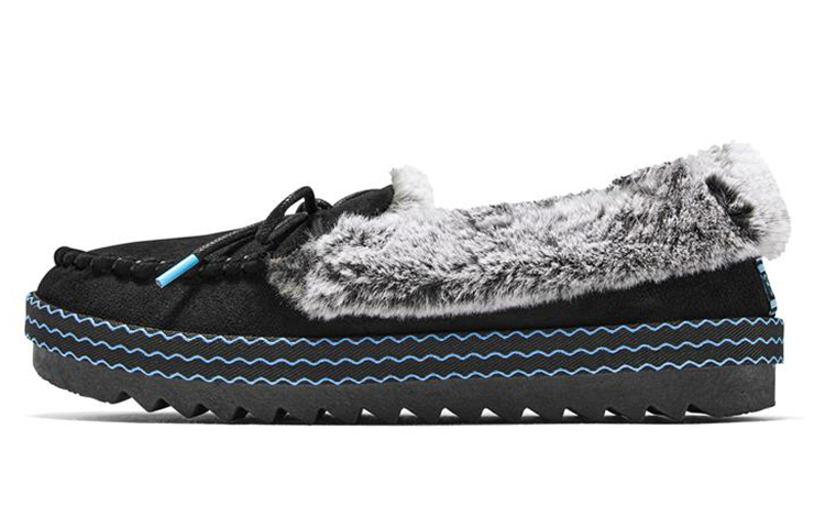 (Women) Skechers Bobs Cozy Kiss 'Sport Casual Black Fleece' 113702-BLK