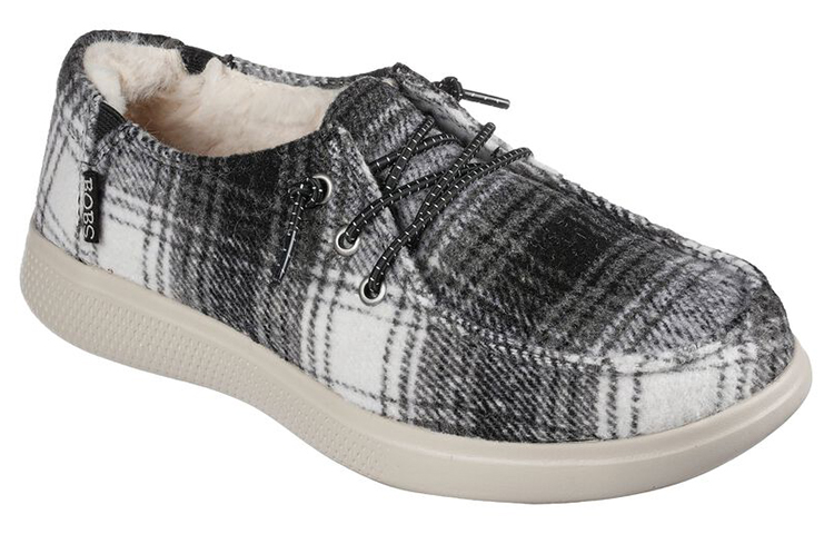 (W) Skechers Bobs Skipper 'Plaid Pretender Black and White Fleece' 圖 3