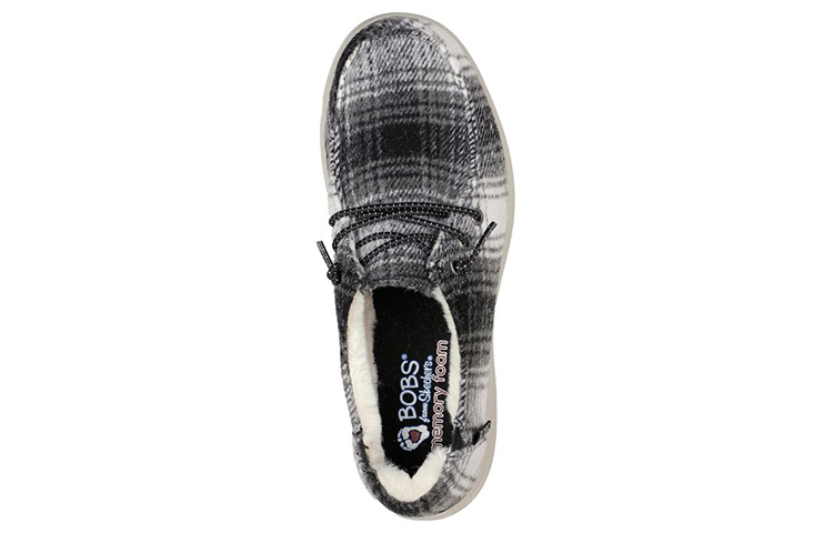 (W) Skechers Bobs Skipper 'Plaid Pretender Black and White Fleece' 圖 4