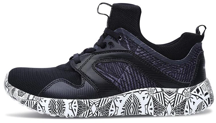 women-skechers-burst-black-white-12313-bkw