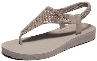 Lookbook (Women) Skechers Cali 'Grey Brown Strappy Sandal' 119770-TPE