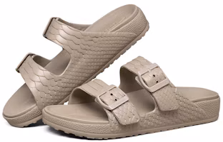 Lookbook Skechers Cali Breeze 舒適百搭運動拖鞋 女款 灰褐色