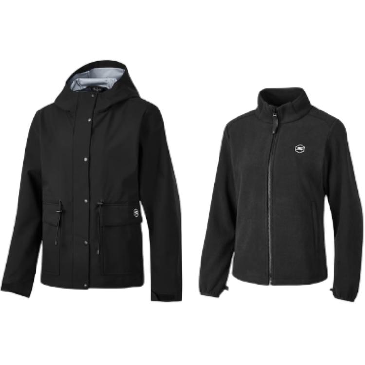 (Women) Skechers Carbon Black Hooded Comfortable Sports Jacket P424W109-0018