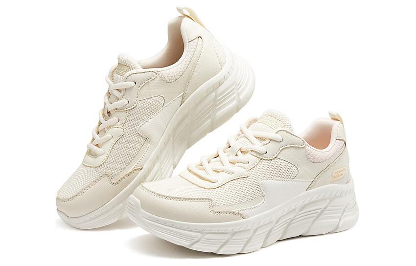 Lookbook Skechers 舒適閒逸 減震防滑耐磨 低筒 休閒生活鞋 女款 米色