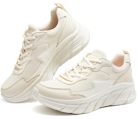 Skechers 舒適閒逸 減震防滑耐磨 低筒 休閒生活鞋 女款 米色 Lookbook Skechers 舒適閒逸 減震防滑耐磨 低筒 休閒生活鞋 女款 米色