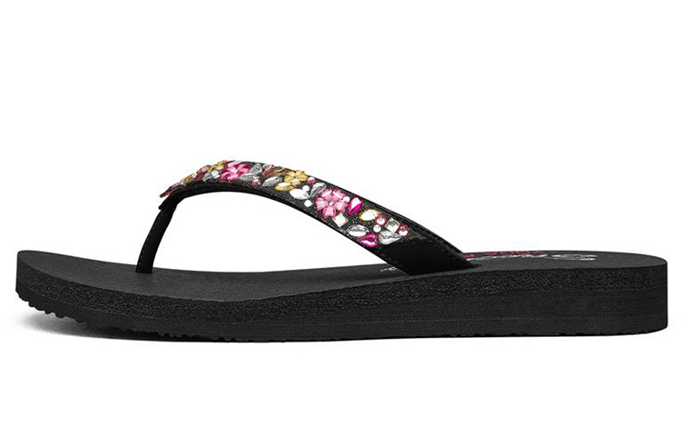 (Women) Skechers Casual Flip-Flops 'Black Multicolor' 119153-BKMT