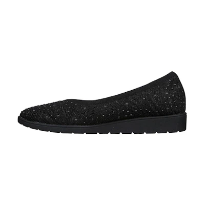 (W) Skechers Cleo Flex Wedge 'Black Slip-On'