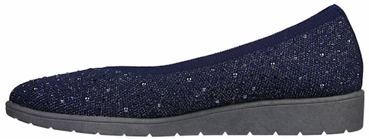 (Women) Skechers Cleo Flex Wedge 'Blue Slip-On Casual' 158568-NVY (Women) Skechers Cleo Flex Wedge 'Blue Slip-On Casual' 158568-NVY