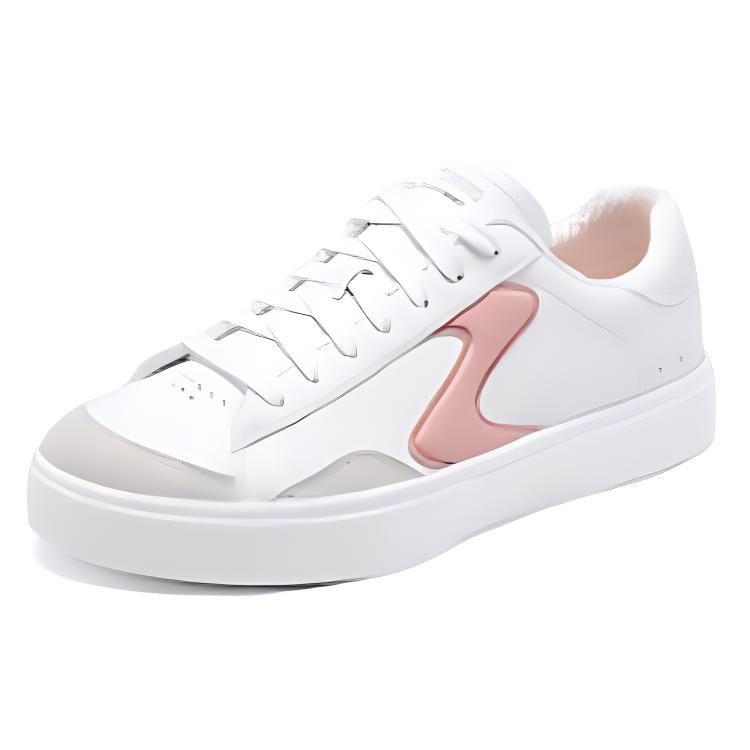 Lookbook Skechers Court Classics 合成皮革 舒適百搭 減震透氣支援 低筒 板鞋 女款 白粉