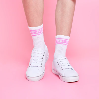 (W) Skechers Cupsole 1 Scarpe Basse in Tela Bianca. 66666131-WHT Details for (W) Skechers Cupsole 1 Scarpe Basse in Tela Bianca. 66666131-WHT